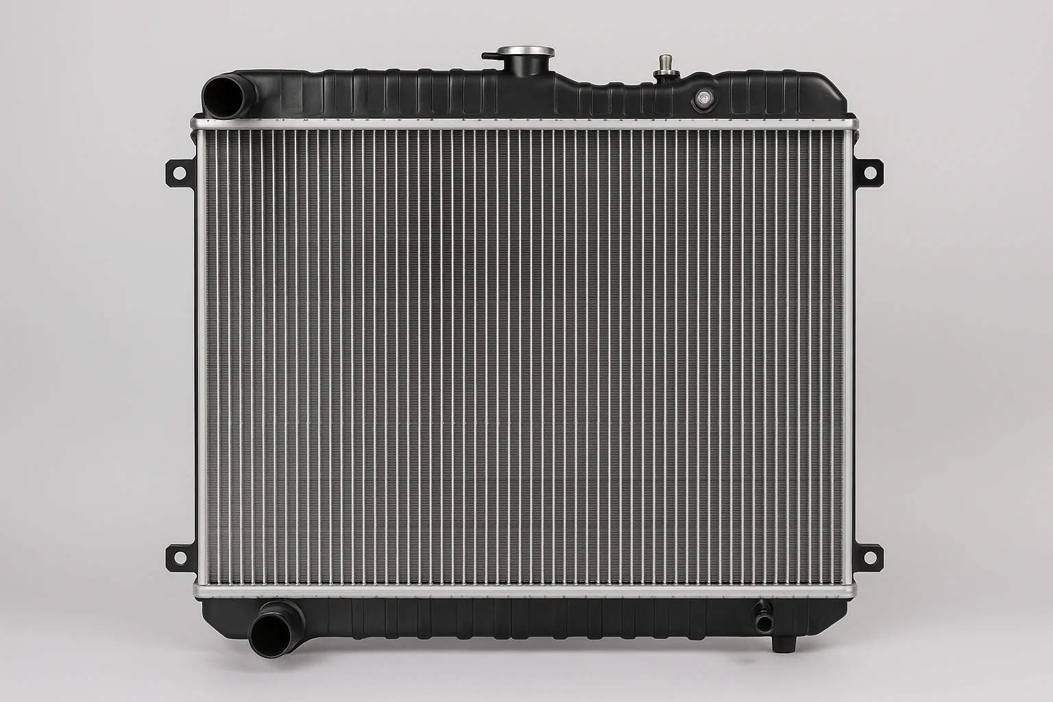 Close-up of radiator cooling fins on OEM Ford F-150 radiator